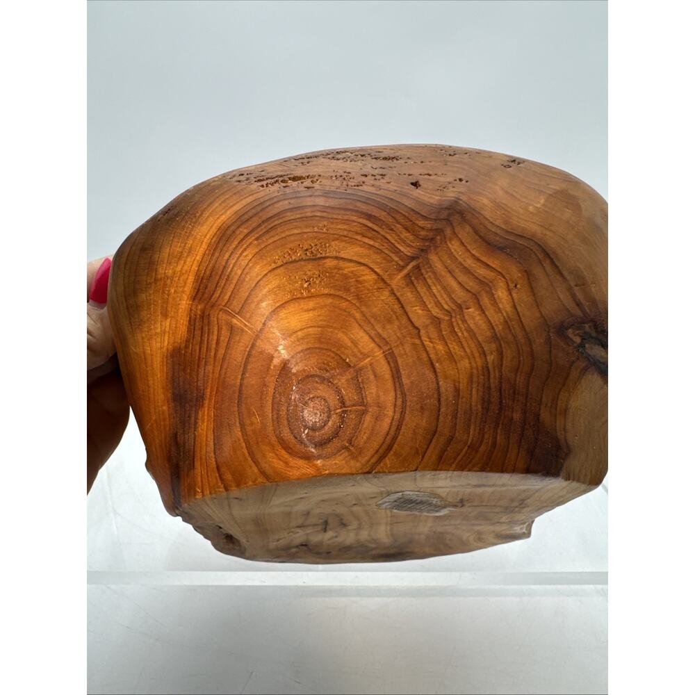 Large 10” x 9.5” x 4” Burl Wood Bowl Hand Turned Natural Live Edge - Picture 6 of 10